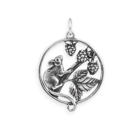 Sterling Silver Mouse and Blackberries Charm 28x19mm