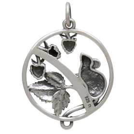 Sterling Silver Mouse and Blackberries Charm Back View