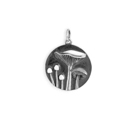 Sterling Silver Five Mushrooms Charm 24x18mm