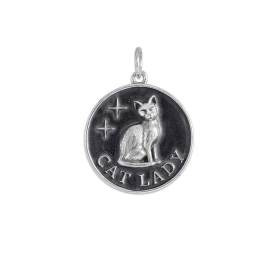 Sterling Silver Cat Lady Charm 23x18mm