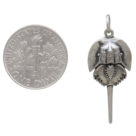 Sterling Silver Horseshoe Crab Charm with Dime