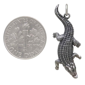 Sterling Silver Alligator Pendant with Dime