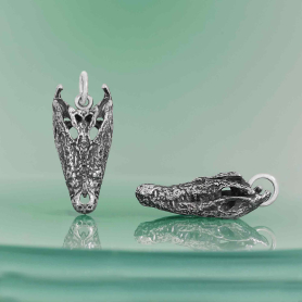 Sterling Silver Alligator Skull Charm 22x9mm