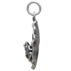 Sterling Silver Frog on Lilypad Charm Side View