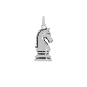 Sterling Silver Knight Chess Piece Charm 22x9mm