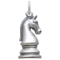 Sterling Silver Knight Chess Piece Charm Back View