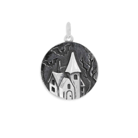 Sterling Silver Haunted House Charm 24x18mm