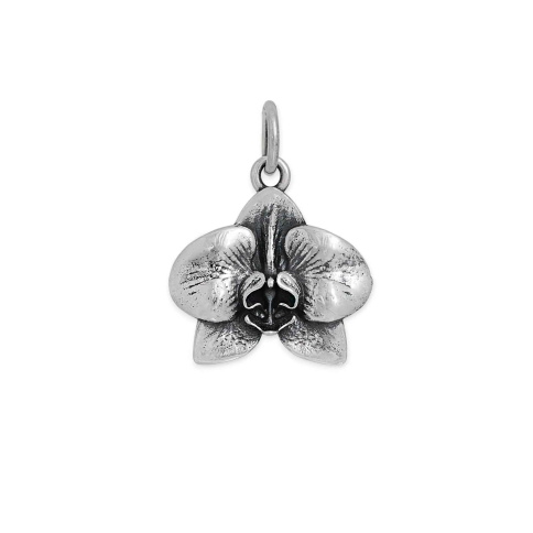 Sterling Silver Small Orchid Charm 18x14mm
