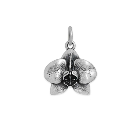 Sterling Silver Small Orchid Charm 18x14mm