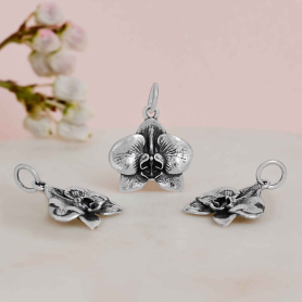 Sterling Silver Small Orchid Charm