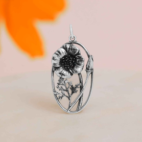 Sterling Silver California Poppy Charm