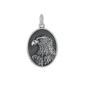 Sterling Silver Oval Dimensional Eagle Charm 23x14mm