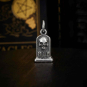 Sterling Silver Tombstone Charm on black background