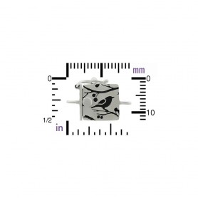 Sterling Silver One Strand Box Clasp with Bird Print 19x13mm