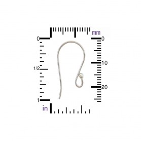 Sterling Silver Large Simple Ear Hook with Ball 23x12mm