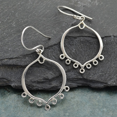 Sterling Silver Arabesqu Earring Finding w 7 Loops 39x21mm
