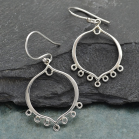 Sterling Silver Arabesqu Earring Finding w 7 Loops 39x21mm