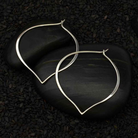 Sterling Silver Lotus Petal Hoop Earring 41x35mm