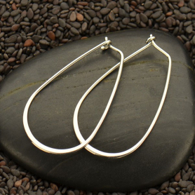 Sterling Silver Hoop Earrings - Teardrop Shape 38x21mm