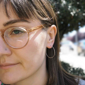 Sterling Silver Half Hammered Circle Hoop Earrings 30mm