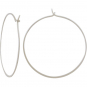 Sterling Silver Half Hammered Circle Hoop Earrings 40mm
