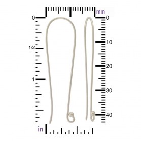 Sterling Silver Long Ear Wires with Granulated Ball 42x12mm