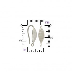 Sterling Silver Hammered Almond Shape Ear Hook 17x10mm