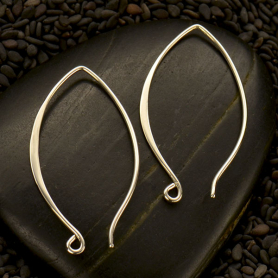 Sterling Silver Marquis Shaped  Ear Wire 34x19mm