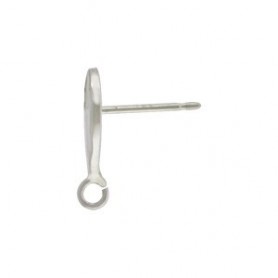 Silver Stud Earrings - Hammered Teardrop with Loop 13x7mm