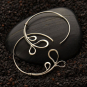 Silver Hoop Earrings with Curled Wire Teardrops 38x33mm