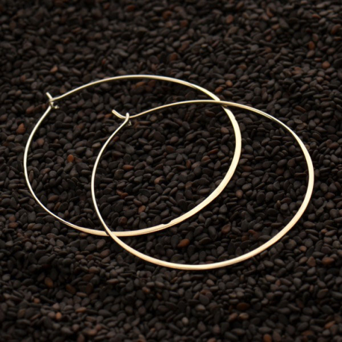  Sterling Silver Half Hammered Circle Earring Hoops 50mm