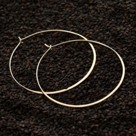 Sterling Silver Half Hammered Circle Earring Hoops 50mm