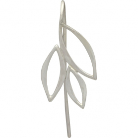  Sterling Silver Ear Hook with Marquis Leaves 32x13mm