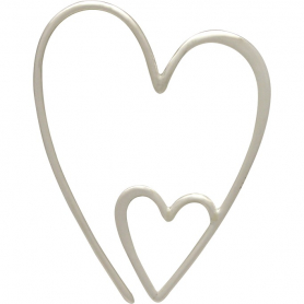 Sterling Silver Ear Wires - Heart Shaped 30x24mm