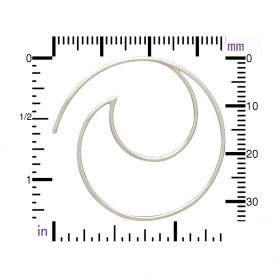  Sterling Silver Open Wire Wave Hoop Earrings 34x35mm