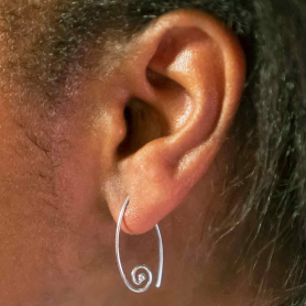 Sterling Silver Ear Wire with Marquis Spiral 28x16mm