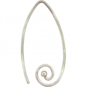 Sterling Silver Ear Wire with Marquis Spiral 28x16mm