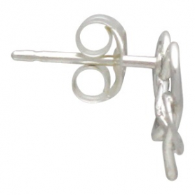 Sterling Silver Stud Earrings - Infinity Heart 9x10mm