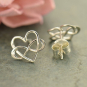 Sterling Silver Stud Earrings - Infinity Heart 9x10mm