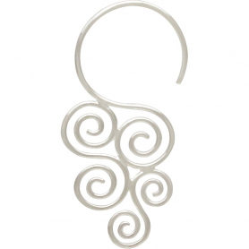 Sterling Silver Ear Hook with Cascading Swirl 36x19mm