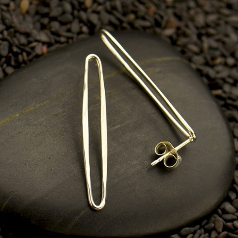 Sterling Silver Long Oval Post Earrings 30x5mm