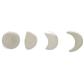 Sterling Silver Moon Phase Post Earring Set 5x5mm