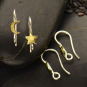 Silver Star and Moon Hook Earring with Bronze 16x5mm