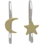 Silver Star and Moon Hook Earring with Bronze 16x5mm
