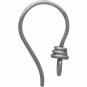 Silver Earr Hook with Front Facing Loop and Wire Wrap 18x4mm