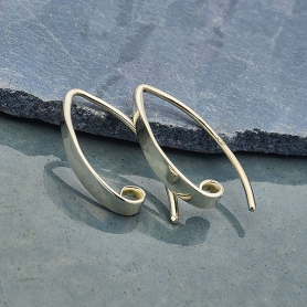 Sterling Silver Long Smooth Ear Hook with Hidden Loop 18x3mm