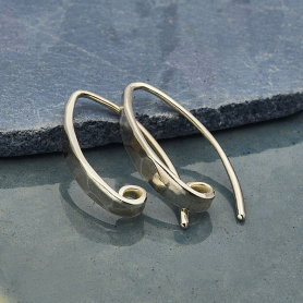 Sterling Silver Hammered Ear Wire with Hidden Loop 18x3mm