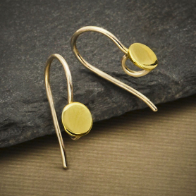Sterling Silver Ear Hook with Bronze Dot 17x5mm