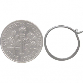 Sterling Silver Half Hammered Circle Hoop Earrings 15mm