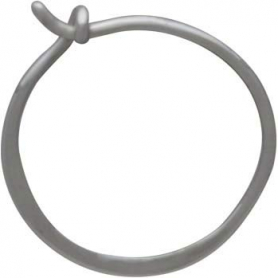 Sterling Silver Half Hammered Circle Hoop Earrings 15mm